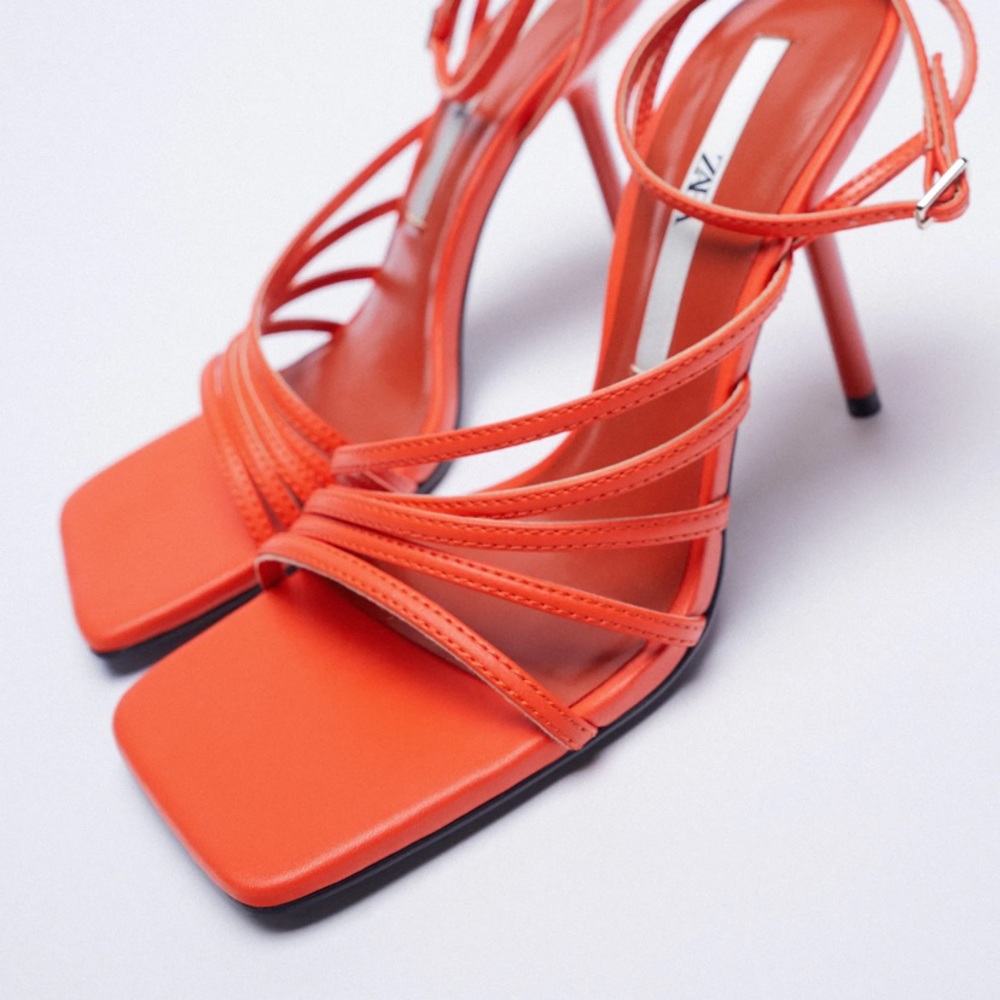 Zara Orange Strappy Heels